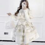 Sweet Lolita Autumn and Winter Apricot Doll Girl Sweet Woolen Cape JSK Cake Skirt Lolita Dress