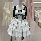 Sweet Lolita Ballet  Cute JSK Short Suspender Cake Skirt Layer Bow Lolita Dresses Summer