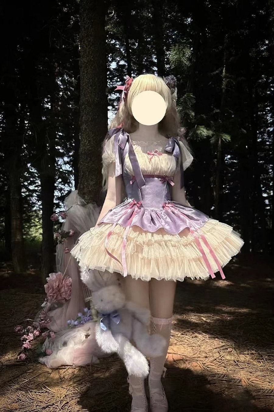 Sweet Lolita Ballet Little Ribbon Lolita Dress Sweet Dress with Suspender Cake Princess Dress