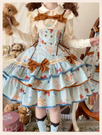 The Beige and Green Seaside Tea Party Lolita JSK is designed to blend vintage charm with sweet elegance. Featuring a classic strap silhouette, it is adorned with soft ruffles and delicate details that highlight femininity. The fresh color options of beige and green bring versatility—beige for a gentle, timeless look, and green for a lively, refreshing style. Perfect for seaside outings, tea parties, or casual gatherings, it captures the playful yet elegant spirit of Lolita fashion.