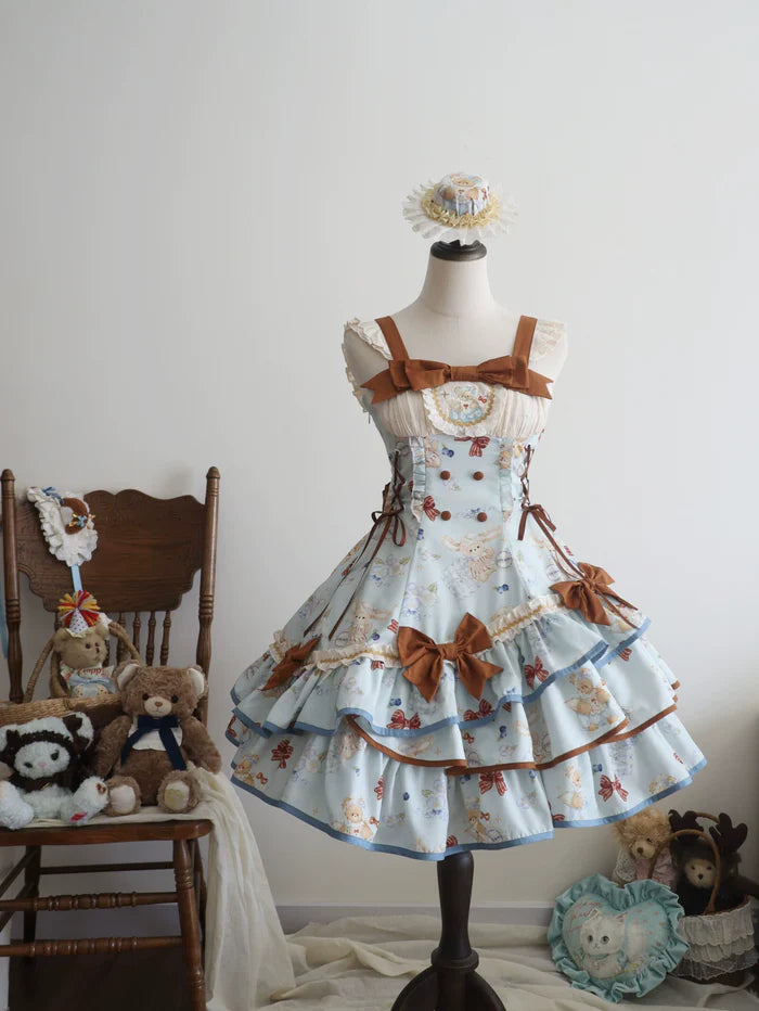 The Beige and Green Seaside Tea Party Lolita JSK is designed to blend vintage charm with sweet elegance. Featuring a classic strap silhouette, it is adorned with soft ruffles and delicate details that highlight femininity. The fresh color options of beige and green bring versatility—beige for a gentle, timeless look, and green for a lively, refreshing style. Perfect for seaside outings, tea parties, or casual gatherings, it captures the playful yet elegant spirit of Lolita fashion.