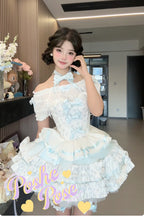 Sweet Lolita Birthday Ballet Gown Blue - White Princess Cake Dress Set Annie Garden