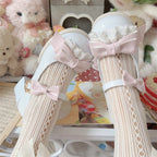 Sweet Lolita Blue Apricot Bow Accented Sweet Lolita Mary Janes Medium Heel Big Head Doll Round Head 2cm