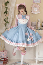 The Blue Pink Plum Blossom Rabbit Lolita Dress is designed to capture a soft, whimsical charm. Adorned with delicate plum blossom motifs and playful rabbit details, it blends seasonal elegance with a touch of fantasy. Layered ruffles and sweet bowknots enhance its girlish silhouette, while the pastel blue and pink tones add freshness and romance. Perfect for gatherings, tea parties, or daily wear, this dress reflects the dreamy essence of Sweet Lolita fashion.