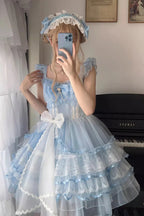 The Blue Hanayome JSK Dress is designed to express pure elegance with a sweet Lolita touch. Featuring a solid blue tone, it highlights simplicity while multi-layer ruffles add depth and movement to the silhouette. The Hanayome-inspired design brings a graceful, romantic charm, making it versatile for tea parties, gatherings, or special occasions. Combining sweetness with refined beauty, this dress embodies the timeless allure of classic Lolita fashion.