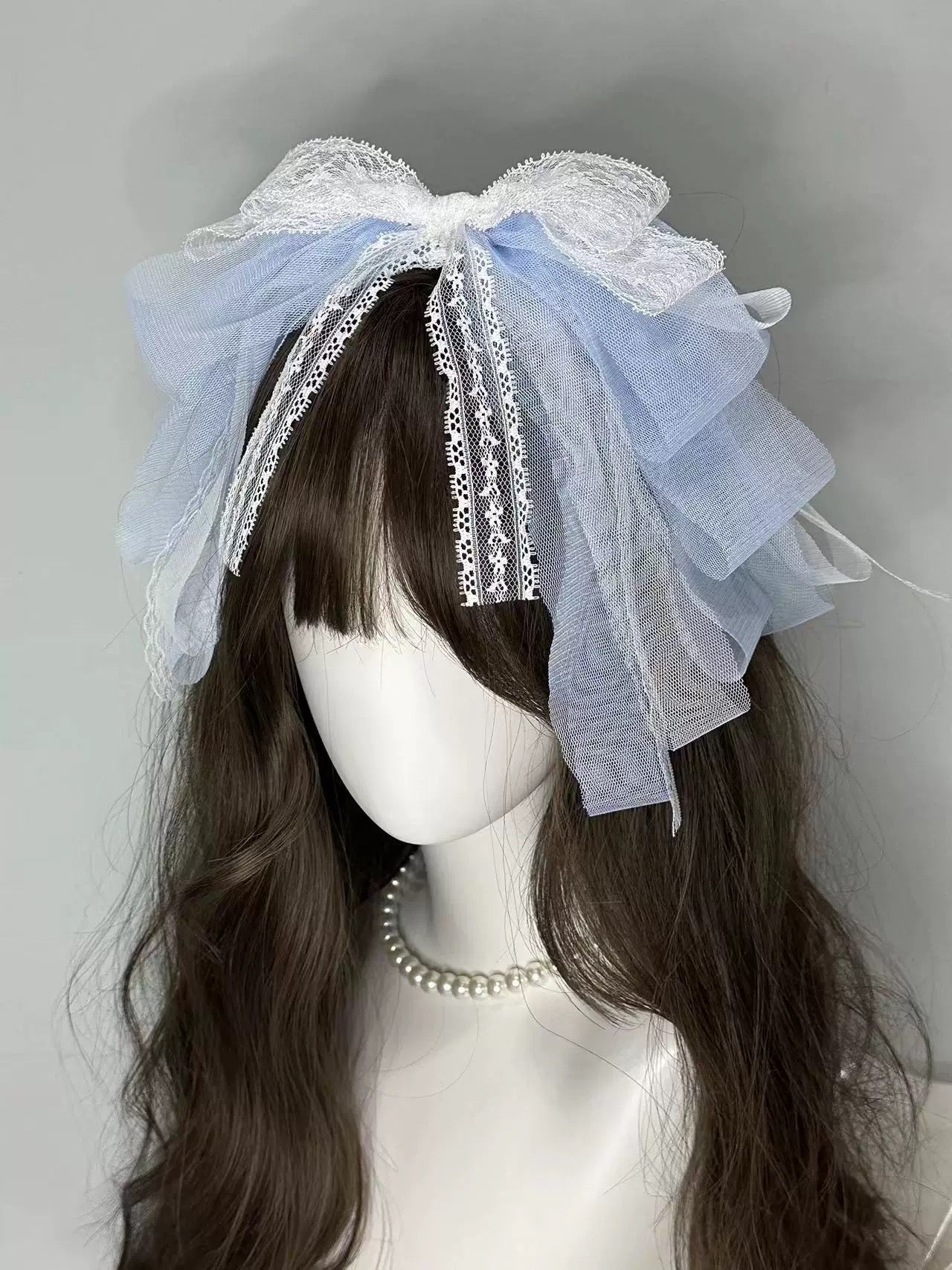 Lolita Hair Accessories Pink Sweet with Bow Headband Multi-layer Lace Headwear