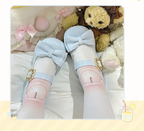 Sweet Lolita Brown White Black Pink Blue Bow Low-Heel Mary Jane Shoes[Oil]