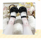 Sweet Lolita Brown White Black Pink Blue Bow Low-Heel Mary Jane Shoes[Oil]