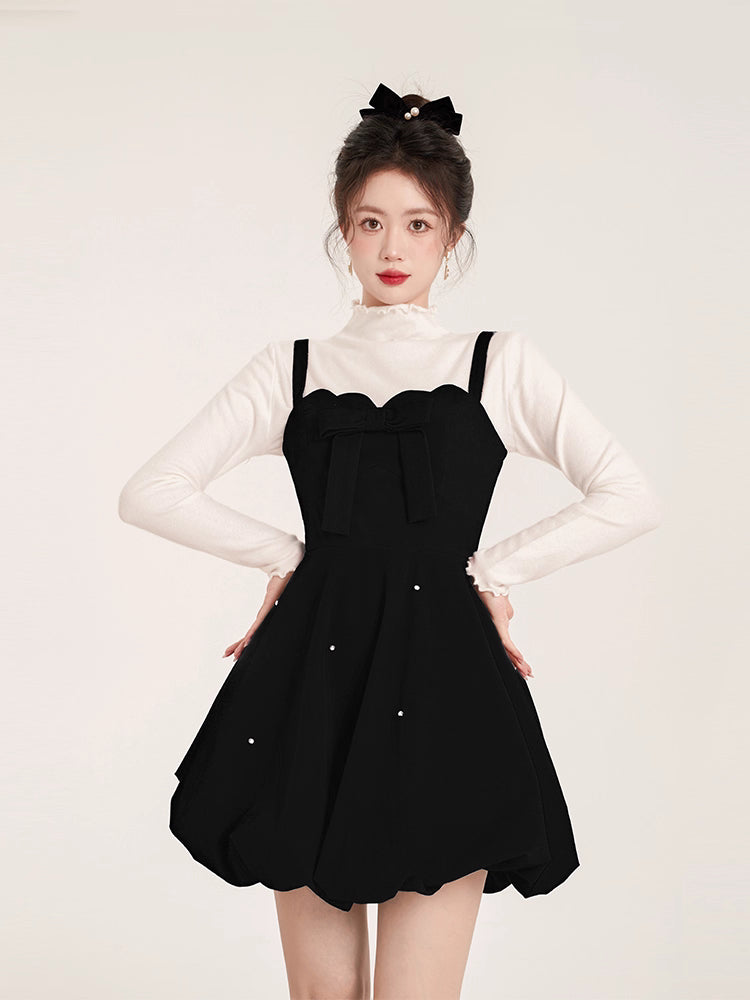 Inspired by the elegance of French luxury and winter opulence, this dress combines plush velvet with a dramatic A-line silhouette. The delicate butterfly clip detail adds a touch of whimsy, while the rich black and red palette exudes sophistication. Designed to blend timeless romance with modern princess charm, it creates a striking statement for winter celebrations.