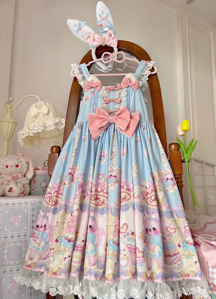 Sweet Lolita Cat Printed Cute JSK Dress