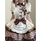 Sweet Lolita Chocolate Dress Strawberry Bear Brown Lolita Summer Ballet Fluffy Dress Cream Cake Lolita One Piece Dress