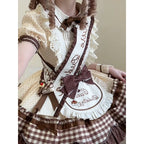 Sweet Lolita Chocolate Dress Strawberry Bear Brown Lolita Summer Ballet Fluffy Dress Cream Cake Lolita One Piece Dress