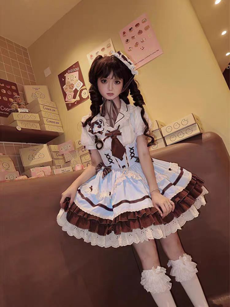 Sweet Lolita Christmas Coffee Bustier JSK Dress Cute Daily Lolita Outfit