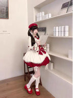 Sweet Lolita Christmas Doll Strawberry Puff SK Dress Cute Festive Lolita Outfit