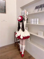 Sweet Lolita Christmas Doll Strawberry Puff SK Dress Cute Festive Lolita Outfit
