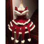 Sweet Lolita Christmas Top and Bow Cake SK Dress Cute Festive Outfit