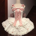 Sweet Lolita Cream Blue Ribbon Lolita Quinceanera Princess Dress Elegant Dress Birthday Dress