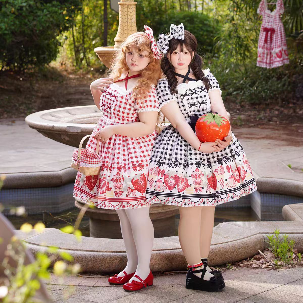 This Cute Black Red Plaid Strawberry Lolita Princess Dress captures the charm of cottage-inspired sweetness. Designed in a plus size friendly cut, it features playful plaid in contrasting black and red tones, adorned with delicate strawberry motifs for a fresh countryside feel. The princess silhouette enhances elegance, while ruffles and bowknot details add girlish charm. Perfect for daily wear, tea parties, or seasonal outings, this dress blends comfort, sweetness, and rustic romance.