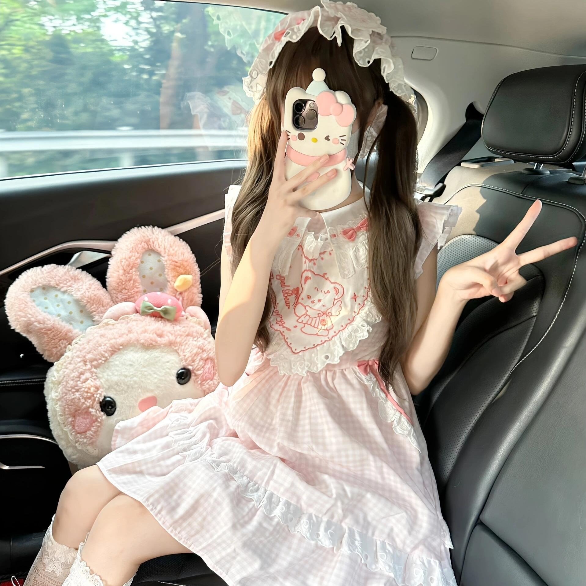 Sweet Lolita Cute Blue and Pink Little Fly-sleeved Dress Summer Girl Short-sleeved OP