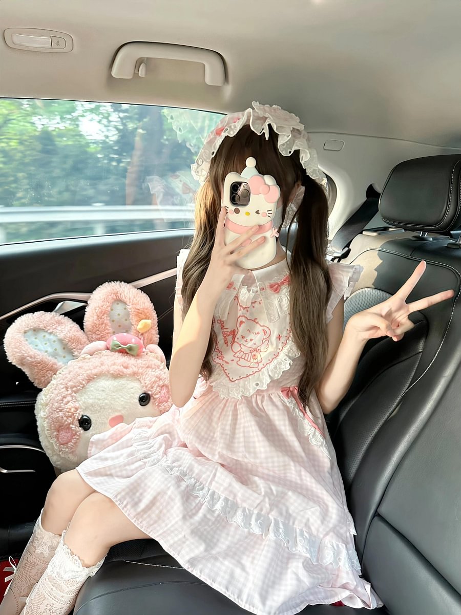 Sweet Lolita Cute Blue and Pink Little Fly-sleeved Dress Summer Girl Short-sleeved OP