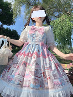 Sweet Lolita Cute Dessert Doll Jsk Suspender Dress Summer Short Sleeve Print Lolita