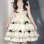 Sweet Lolita Cute Lolita Pink White Suspender Skirt Bow JSK Lolita Dresses