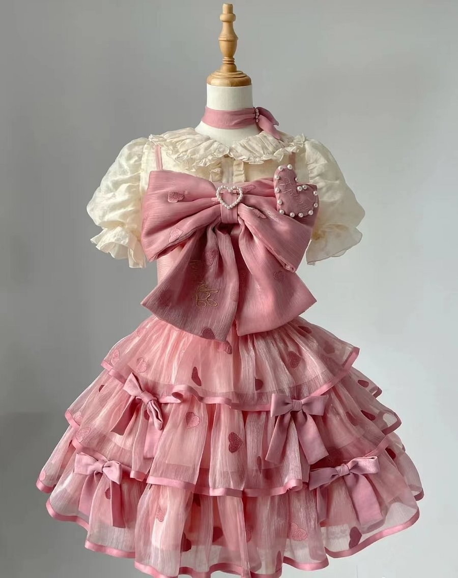 Sweet Lolita Cute Pink Set Lolita Spring and Summer Cake JSK Lolita Dresses