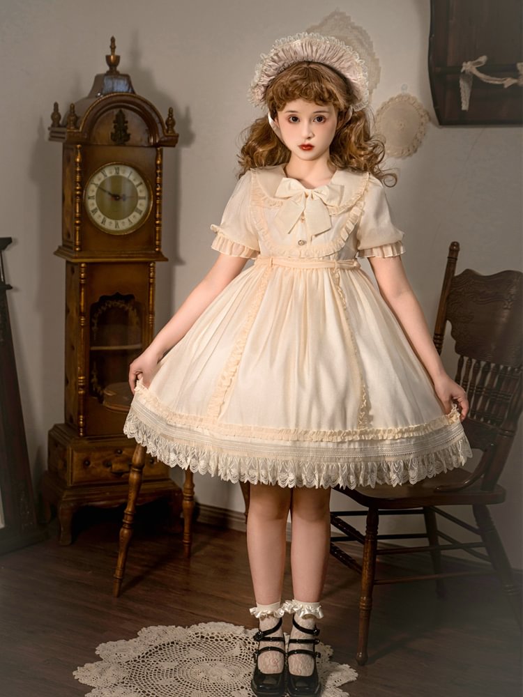 Sweet Lolita Cute White Princess Dress Op Generation Color Short Sleeve Dream Bubble Sleeve Summer Dress