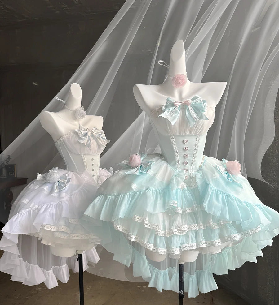Hime Lolita Mint Green Pink Blue Casual Summer Sleeveless Short Sweet