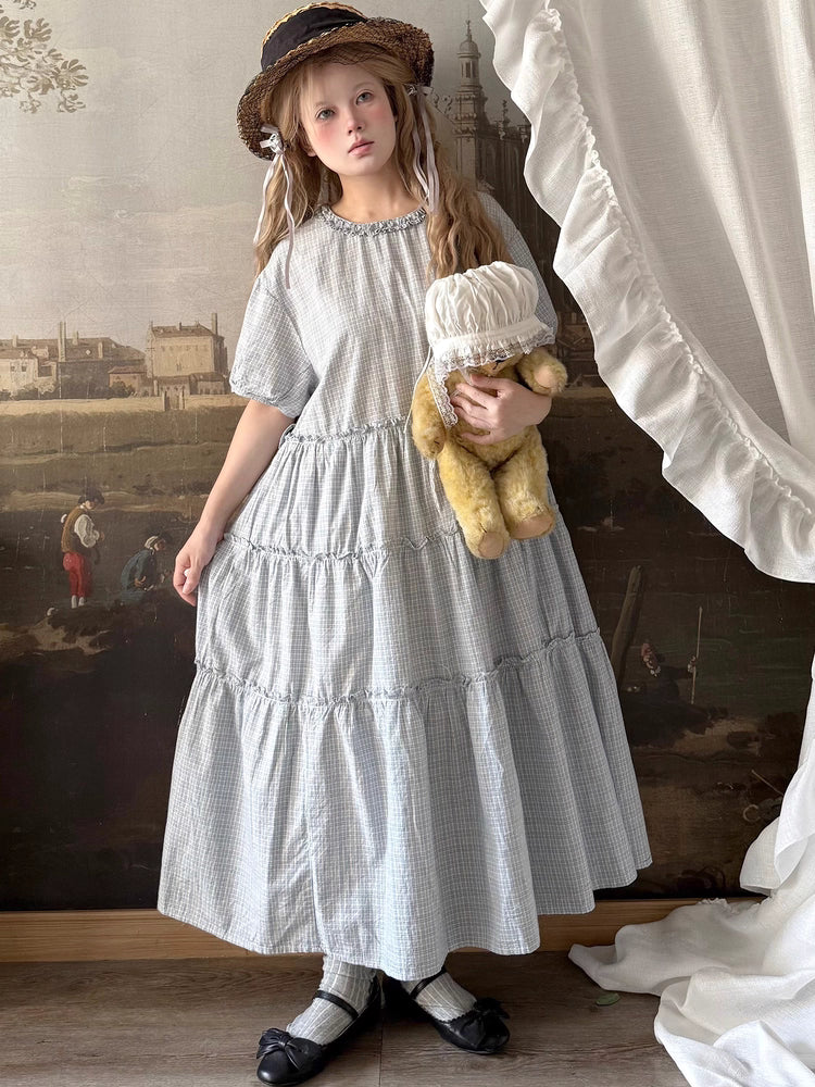 Design Concept:


This Sweet Lolita dress in soft blue features a playful plaid pattern with layered lace accents, creating a delicate and charming look. The puff sleeves and round neckline enhance the youthful silhouette, while the short-sleeve design keeps it perfect for warmer seasons. Ideal for daily wear, tea parties, or casual Lolita gatherings, this dress combines comfort with classic Lolita elegance.