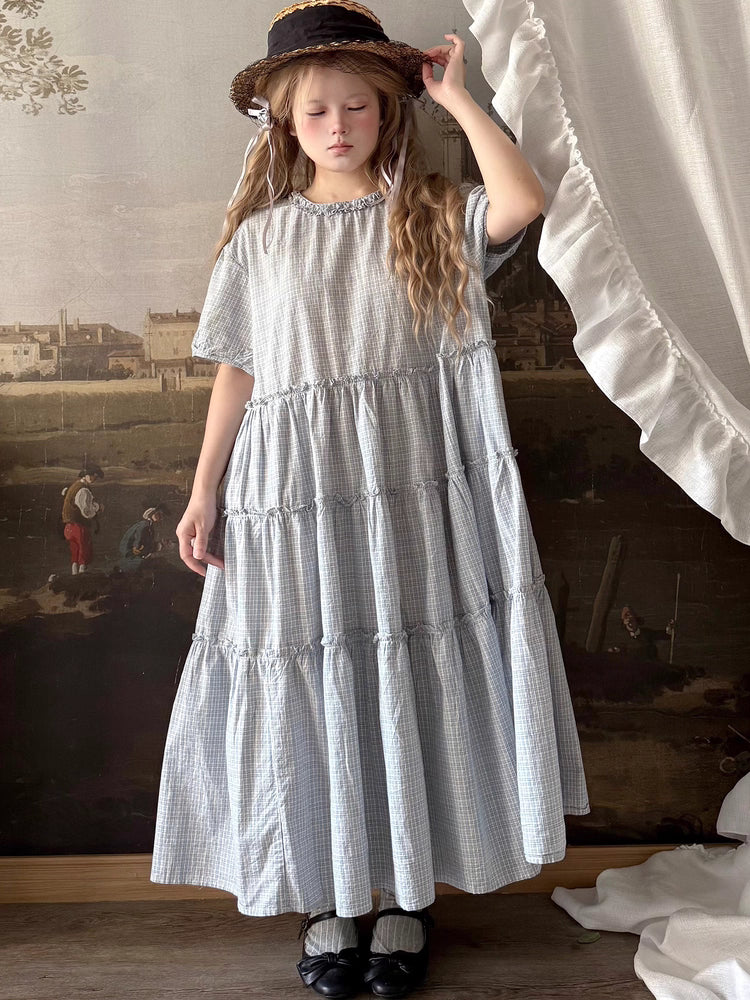 Design Concept:


This Sweet Lolita dress in soft blue features a playful plaid pattern with layered lace accents, creating a delicate and charming look. The puff sleeves and round neckline enhance the youthful silhouette, while the short-sleeve design keeps it perfect for warmer seasons. Ideal for daily wear, tea parties, or casual Lolita gatherings, this dress combines comfort with classic Lolita elegance.