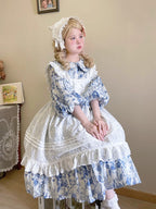 Design Concept:
This Sweet Lolita dress features a delicate white floral overlay with a layered apron-style design, crafted for a soft and elegant silhouette. The mid-length cut and tie-up details at the waist create a flattering fit while maintaining a charming, playful aesthetic. Perfect for daily wear, tea parties, or casual Lolita gatherings, this dress combines classic Lolita sweetness with versatile everyday style.