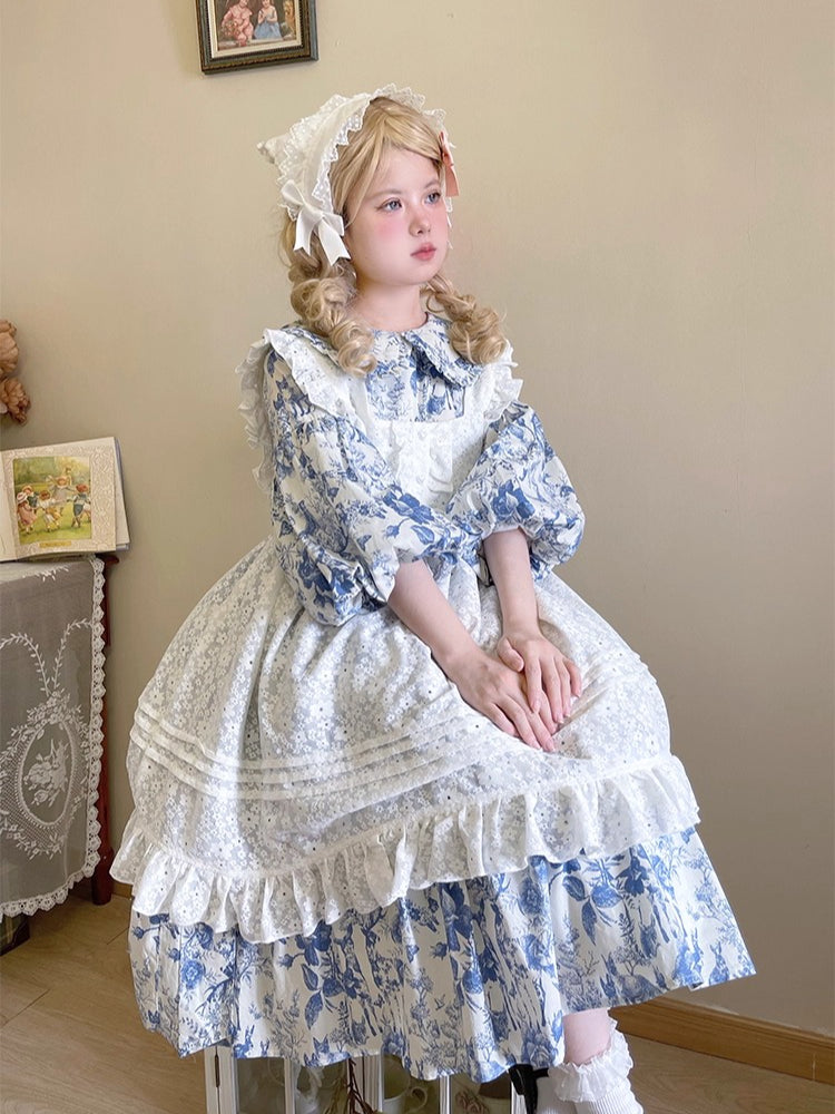 Design Concept:
This Sweet Lolita dress features a delicate white floral overlay with a layered apron-style design, crafted for a soft and elegant silhouette. The mid-length cut and tie-up details at the waist create a flattering fit while maintaining a charming, playful aesthetic. Perfect for daily wear, tea parties, or casual Lolita gatherings, this dress combines classic Lolita sweetness with versatile everyday style.