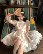 Sweet Lolita Floral Ivory Dress Bow Tie Cute Casual Coord Light Lolita