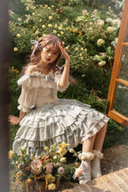 Sweet Lolita Girl Cake Skirt Light Green Ruffle Edge Two-piece Skirt Lolita Skirt Lolita Dresses