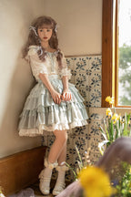 Sweet Lolita Girl Cake Skirt Light Green Ruffle Edge Two-piece Skirt Lolita Skirt Lolita Dresses