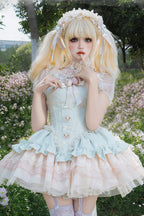 This Green Sleeveless Sweet Princess Lolita JSK Dress showcases a graceful and romantic style. The multi-layered ruffles and delicate lace create a voluminous silhouette, while bowknot and lace-up details highlight the sweet and classic Lolita charm. Its fresh green tone adds a unique touch of elegance and vitality, making it suitable for tea parties, gatherings, or special occasions. A perfect choice for those seeking both sophistication and youthful sweetness.