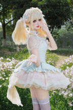 This Green Sleeveless Sweet Princess Lolita JSK Dress showcases a graceful and romantic style. The multi-layered ruffles and delicate lace create a voluminous silhouette, while bowknot and lace-up details highlight the sweet and classic Lolita charm. Its fresh green tone adds a unique touch of elegance and vitality, making it suitable for tea parties, gatherings, or special occasions. A perfect choice for those seeking both sophistication and youthful sweetness.
