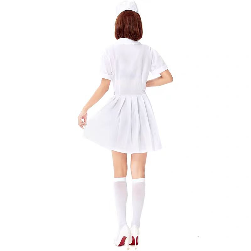 Sweet Lolita Halloween Nurse Costume for Women Pink White Cute Cosplay Dress