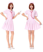 Sweet Lolita Halloween Nurse Costume for Women Pink White Cute Cosplay Dress