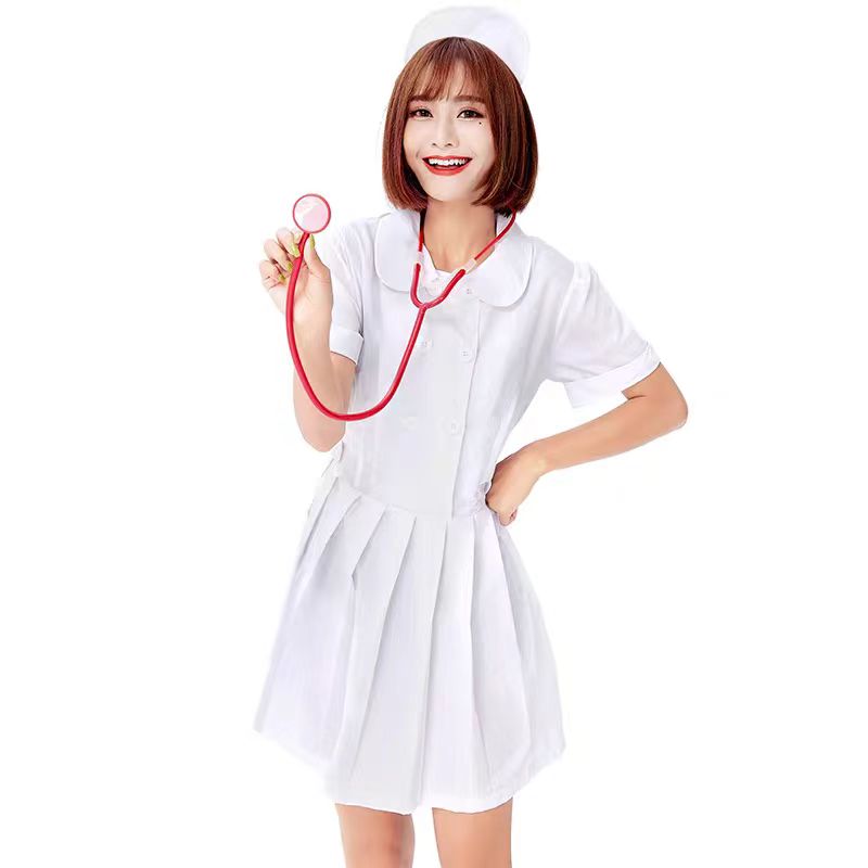 Sweet Lolita Halloween Nurse Costume for Women Pink White Cute Cosplay Dress