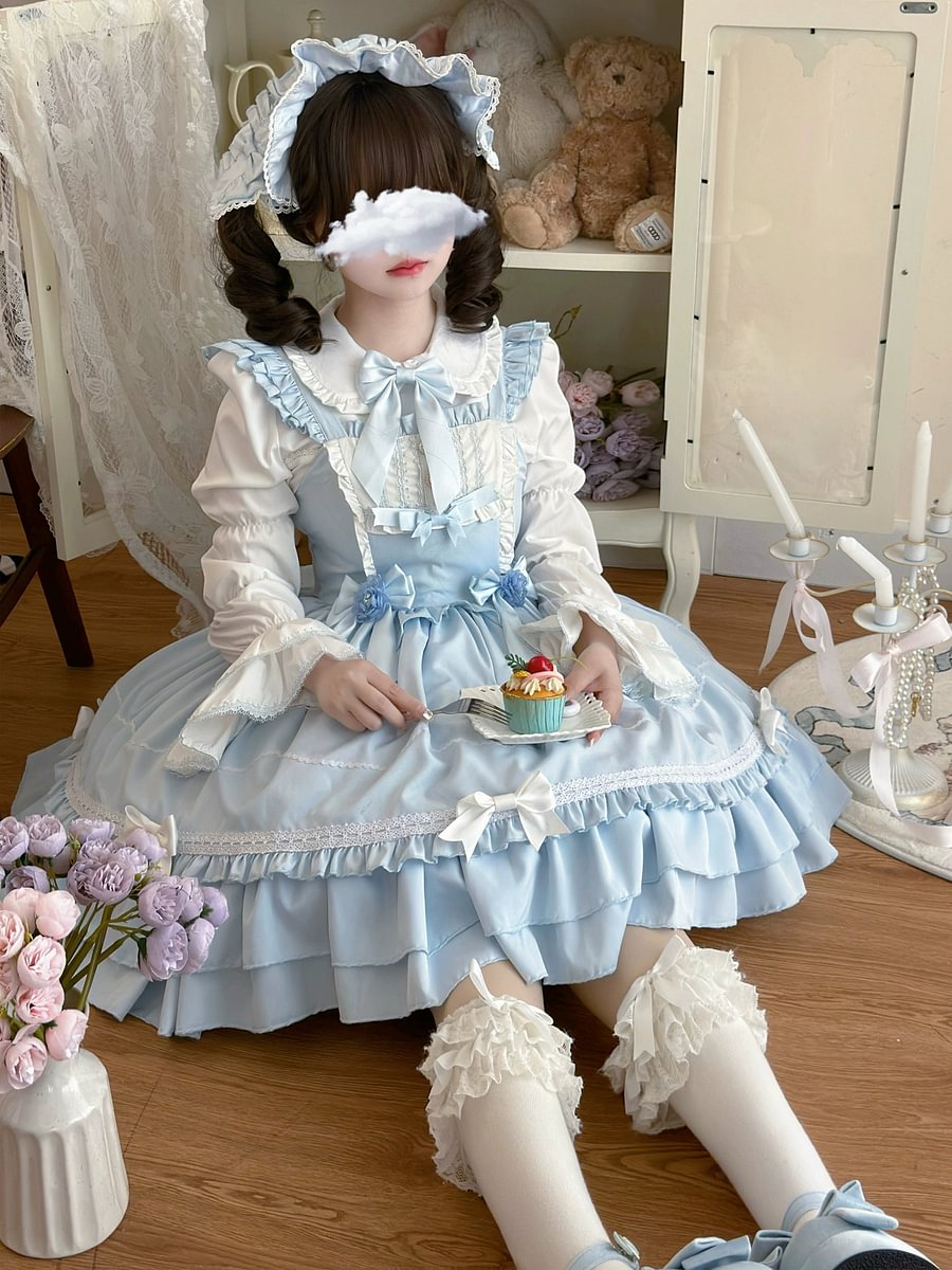Sweet Lolita JSK Dress for Summer with Bow Red Pink Blue Black ColorDress