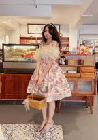 Design Concept:
This Sweet Lolita JSK dress features a delicate floral print with lace-trimmed hems and a vintage bustier-style bodice, combining playful charm with refined elegance. The A-line silhouette and soft, breathable fabric create a graceful, comfortable fit, perfect for daily wear, tea parties, or casual Lolita gatherings. Its timeless floral pattern and lace detailing add a sweet, feminine touch to any Lolita ensemble.