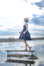 Sweet Lolita Jellyfish Meteor Blue Chiffon Fairy Jellyfish Printed Lolita JSK Cute Dress