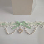 Sweet Lolita Lace Pearl Bow Choker Macaron Colors Necklace