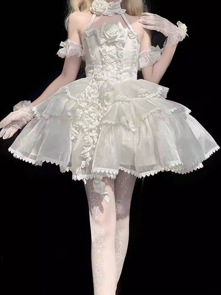 Blending fantasy and sophistication, this mini dress features a flattering off-shoulder neckline, delicate ribbon accents, and a softly tailored silhouette. The dreamy lavender and ivory palette evokes ethereal grace, while the lightweight fabric ensures comfort and movement. Designed for modern Lolita enthusiasts seeking timeless elegance with a touch of whimsical charm—perfect for enchanting moments and unforgettable celebrations.