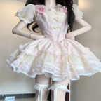 Sweet Lolita Pastoral Cute Elegant Light Green Lolita Cake Daily Dress for summer