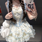 Sweet Lolita Pastoral Cute Elegant Light Green Lolita Cake Daily Dress for summer