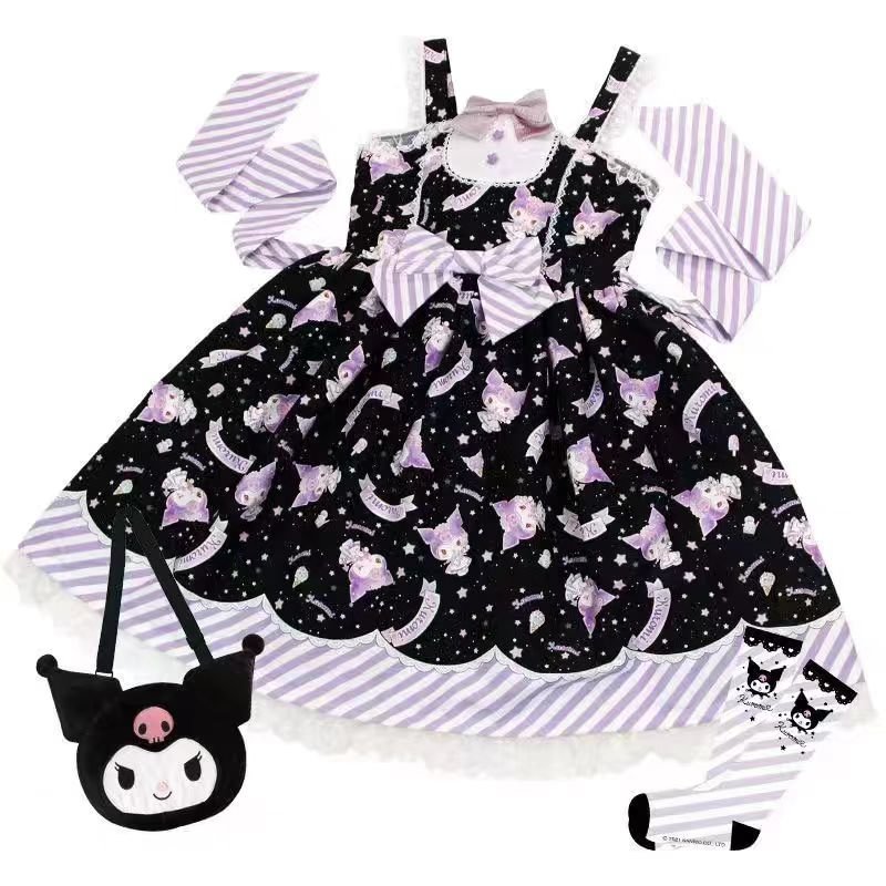 Sweet Lolita Pink Blue Lolita Dress Pudding Dog Print Kawaii Lolita Jumper Dress JSK