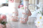 Sweet Lolita Pink Green Bow Accented Sweet Lolita Mary Janes Medium Heel Big Head Doll Round Head 5cm